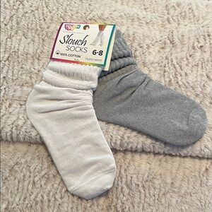Slouch Socks - White and Gray